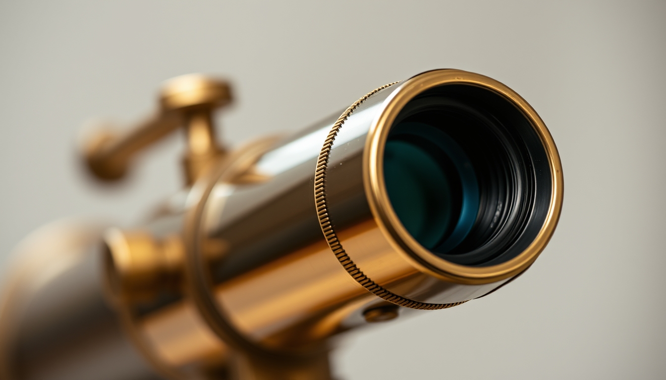 telescope vintage brass in editorial style