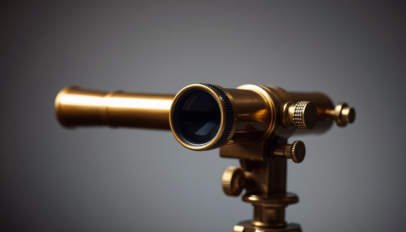 telescope vintage brass in editorial style