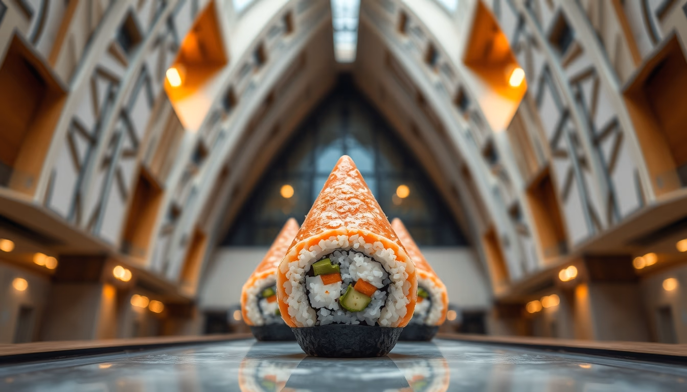 temaki cone sushi in editorial style