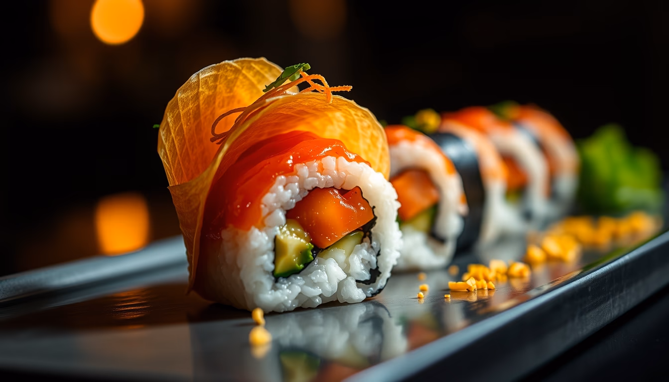 temaki cone sushi in editorial style