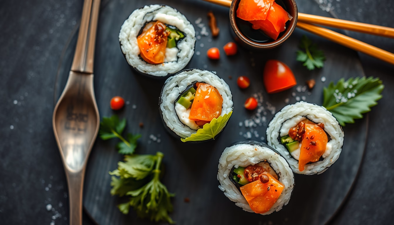 temaki cone sushi in editorial style