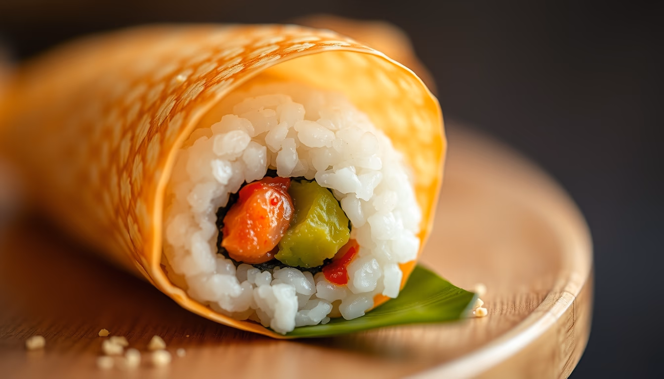 temaki cone sushi in editorial style