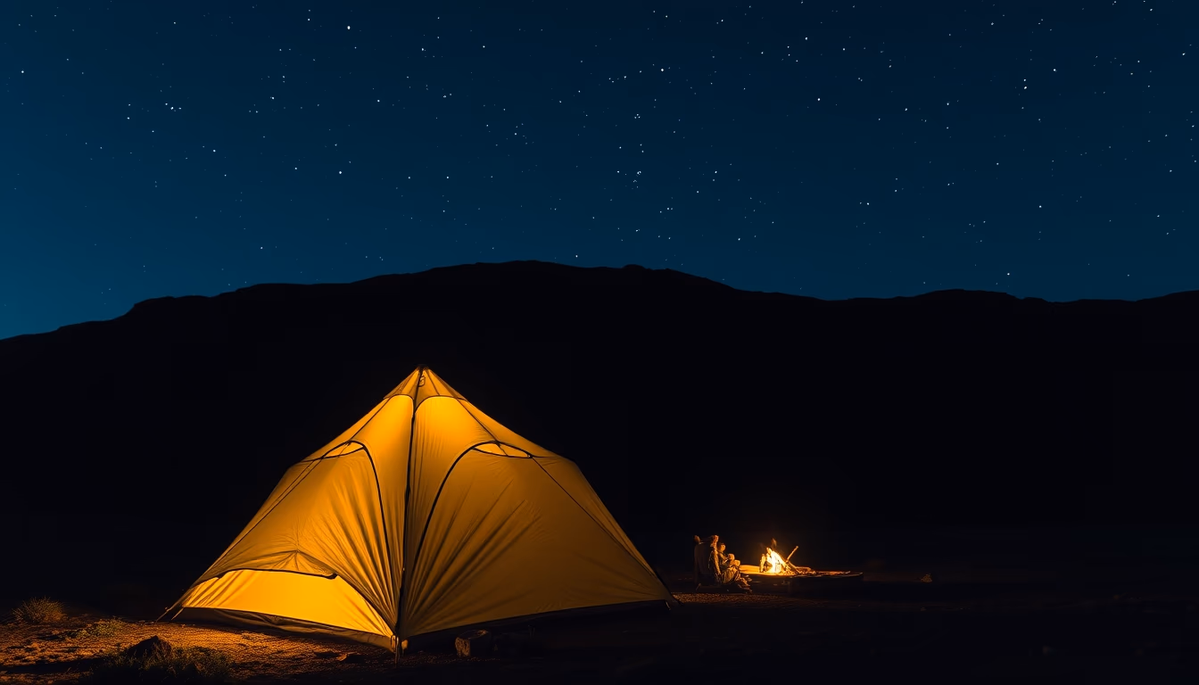 Barraca sob estrelas night em estilo editorial