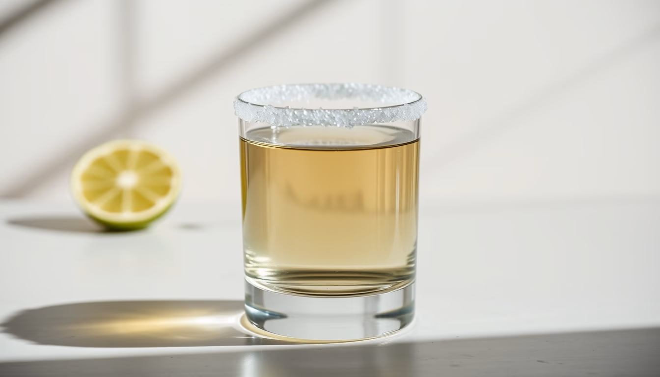 tequila glass salt rim in editorial style