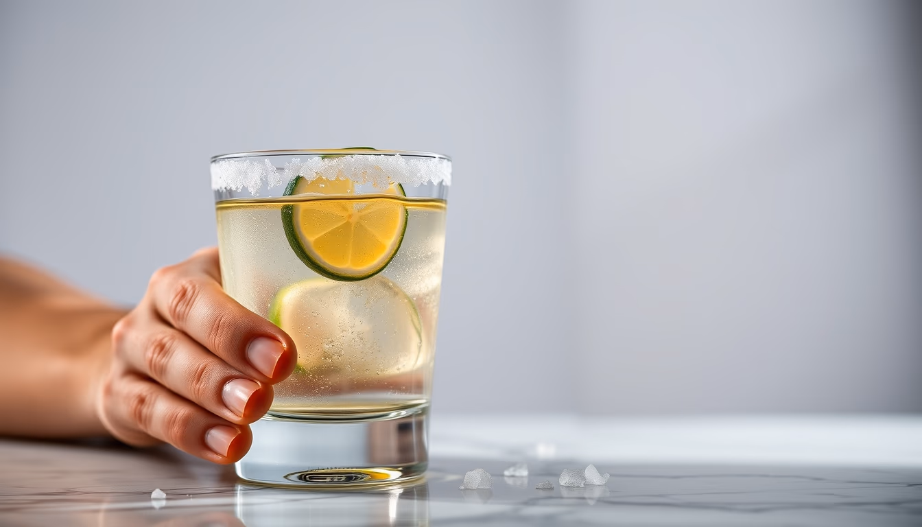 Tequila glass salt rim em estilo editorial