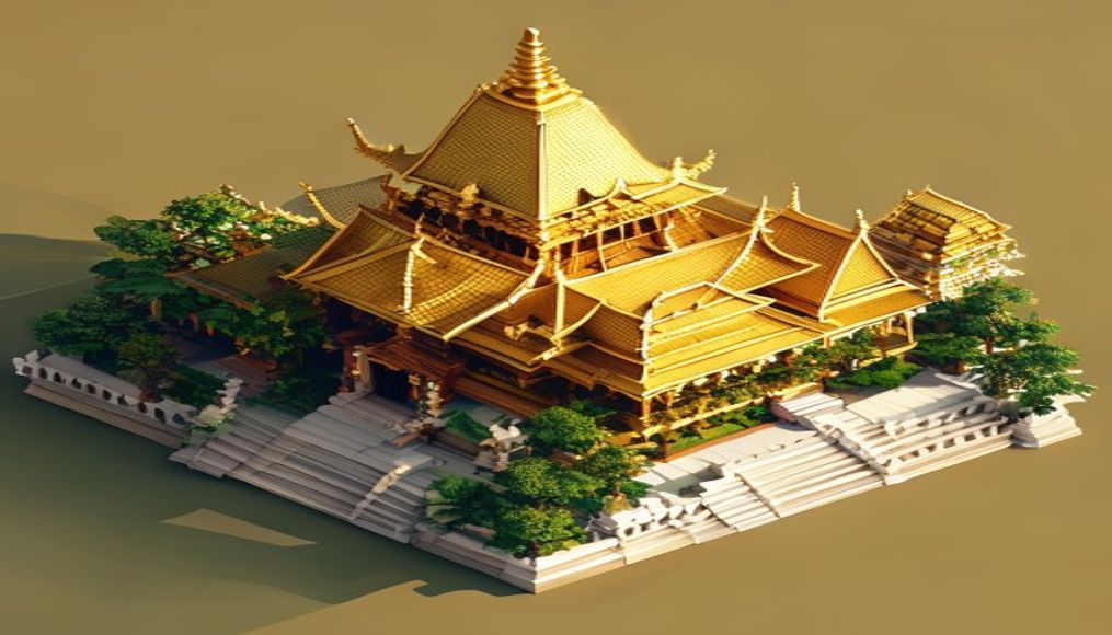 thai temple golden in editorial style