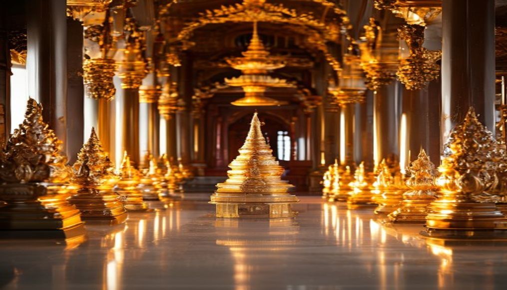thai temple golden in editorial style