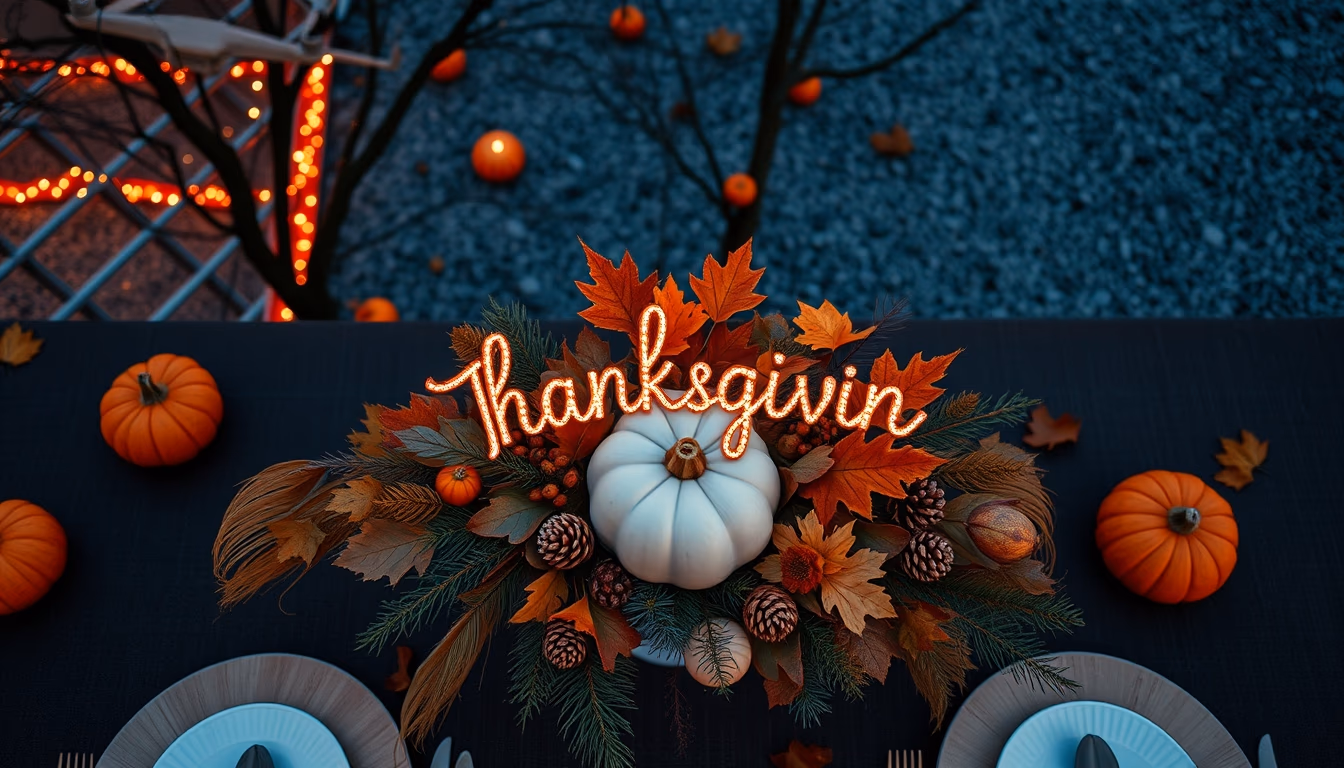 thanksgiving harvest decoration in editorial style