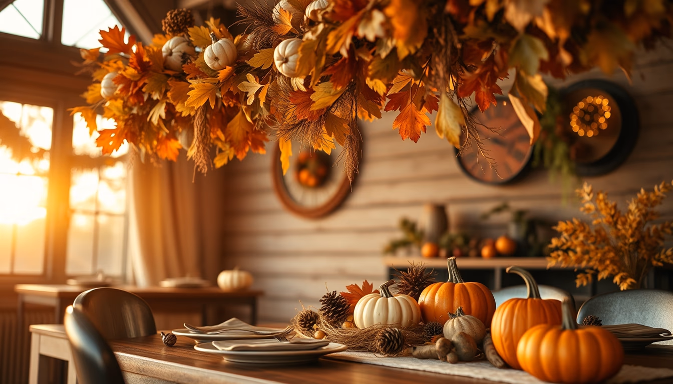 thanksgiving harvest decoration in editorial style