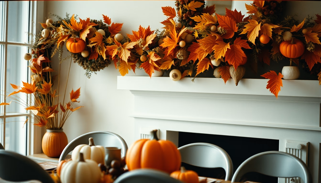 thanksgiving harvest decoration in editorial style