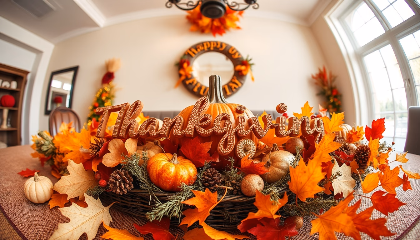 thanksgiving harvest decoration in editorial style