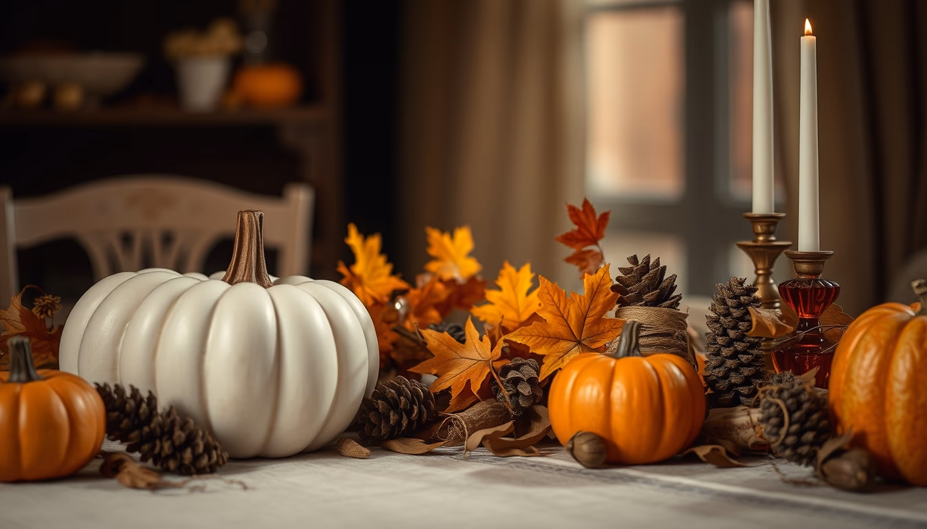 thanksgiving harvest decoration in editorial style