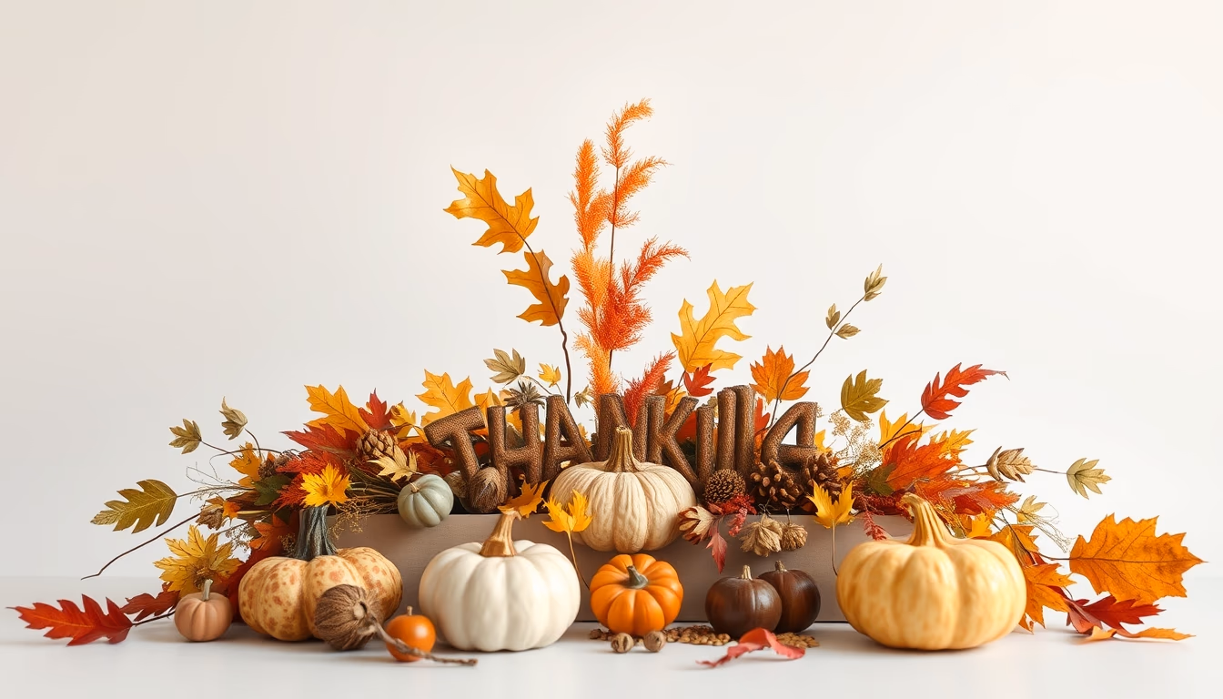 thanksgiving harvest decoration in editorial style