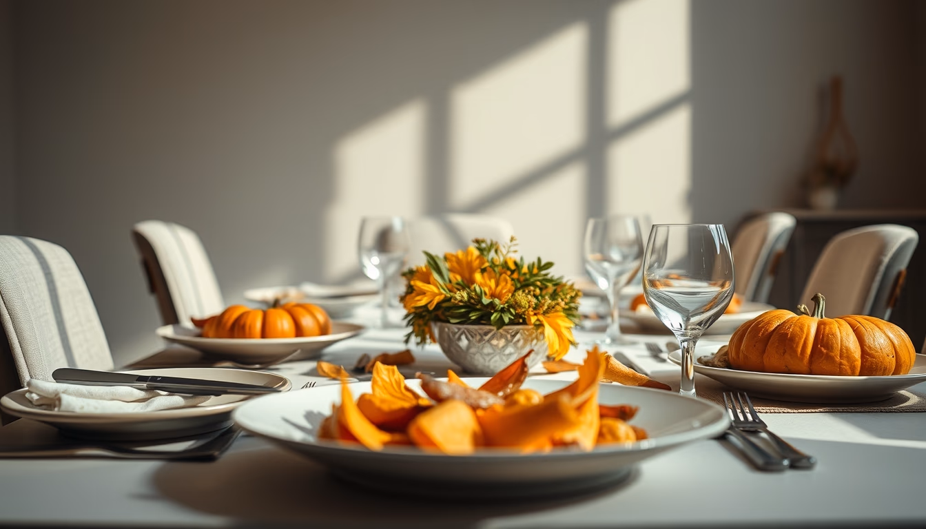 thanksgiving table feast in editorial style