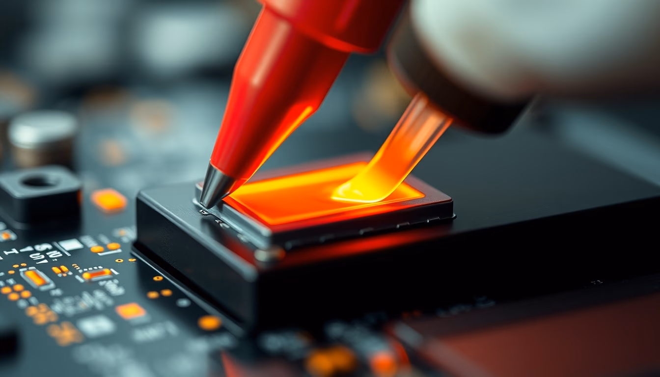 thermal paste application in editorial style