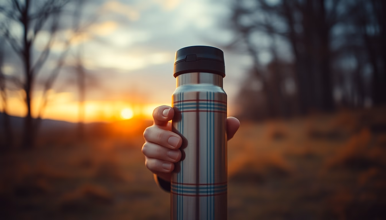 thermos vintage tartan in editorial style