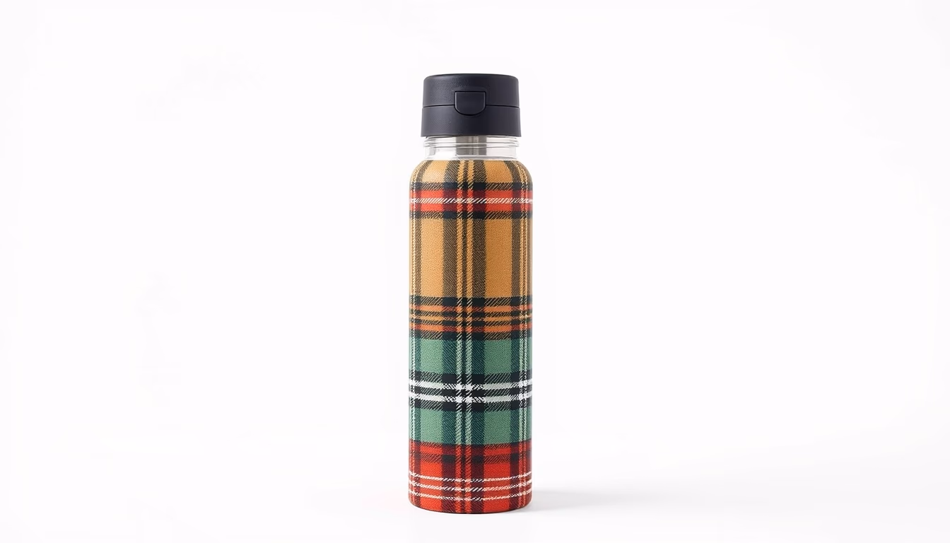 thermos vintage tartan in editorial style