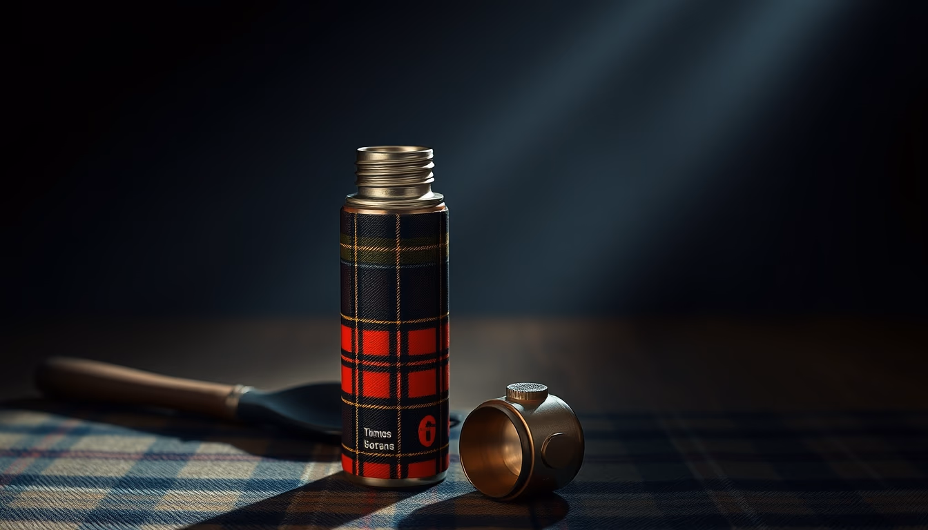 thermos vintage tartan in editorial style