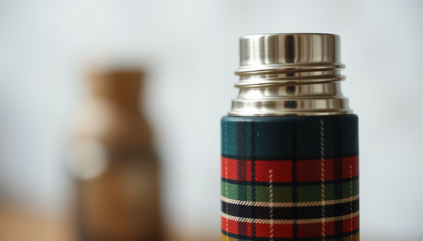 thermos vintage tartan in editorial style