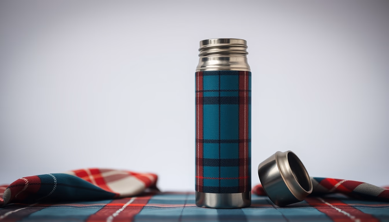 thermos vintage tartan in editorial style