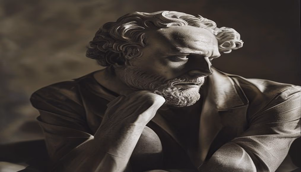 thinker rodin bronze in editorial style