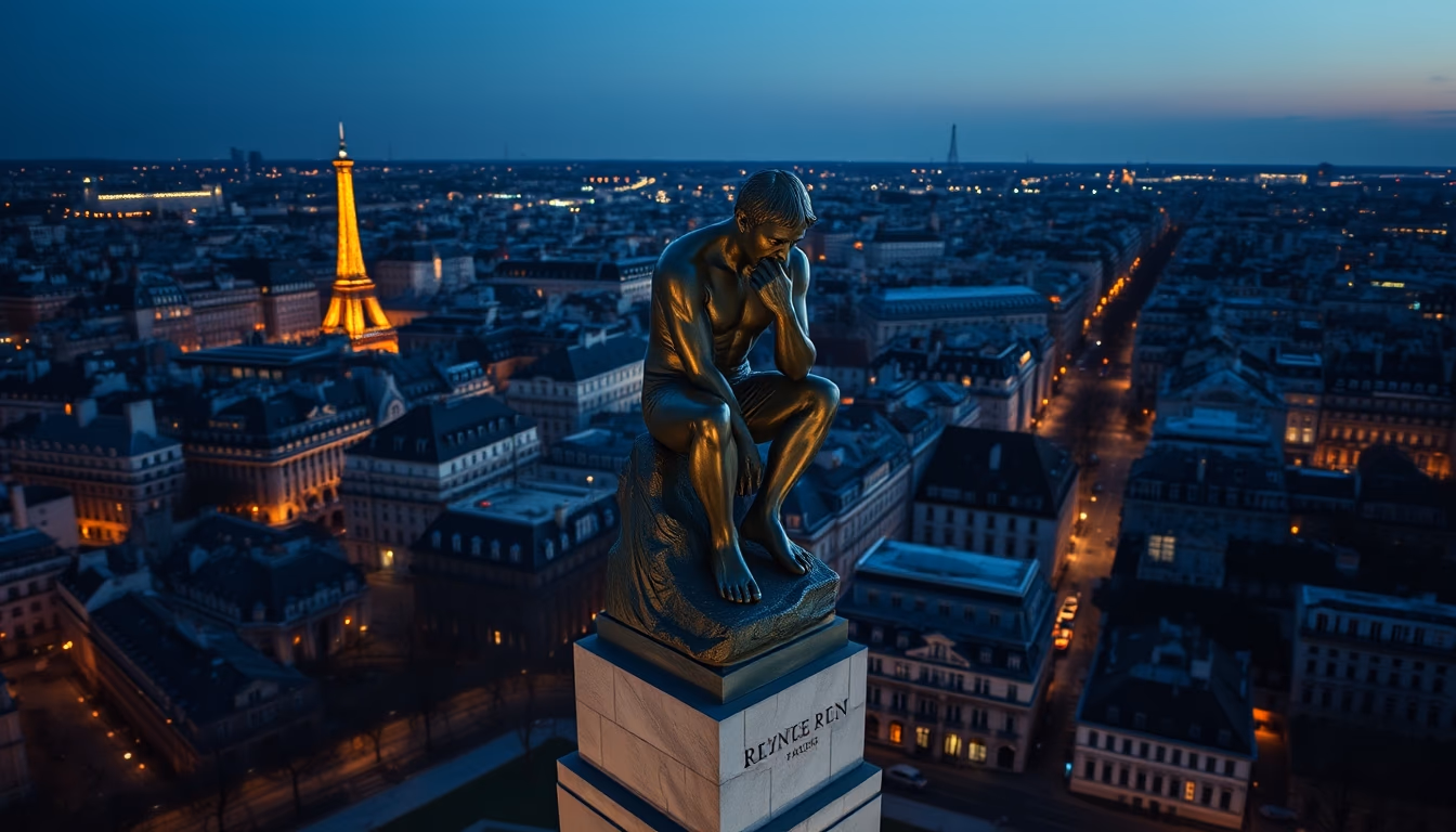 thinker rodin paris in editorial style