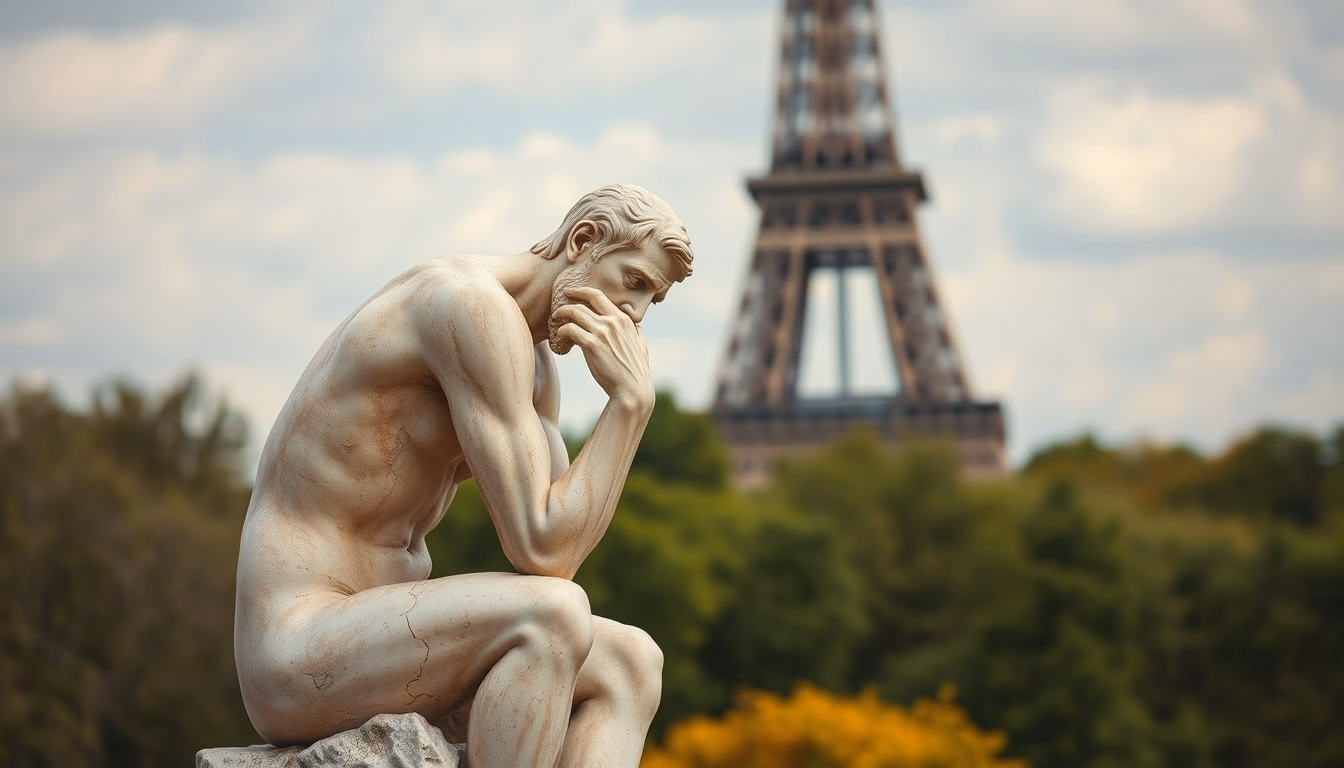 thinker rodin paris in editorial style