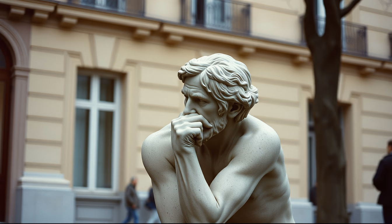 thinker rodin paris in editorial style