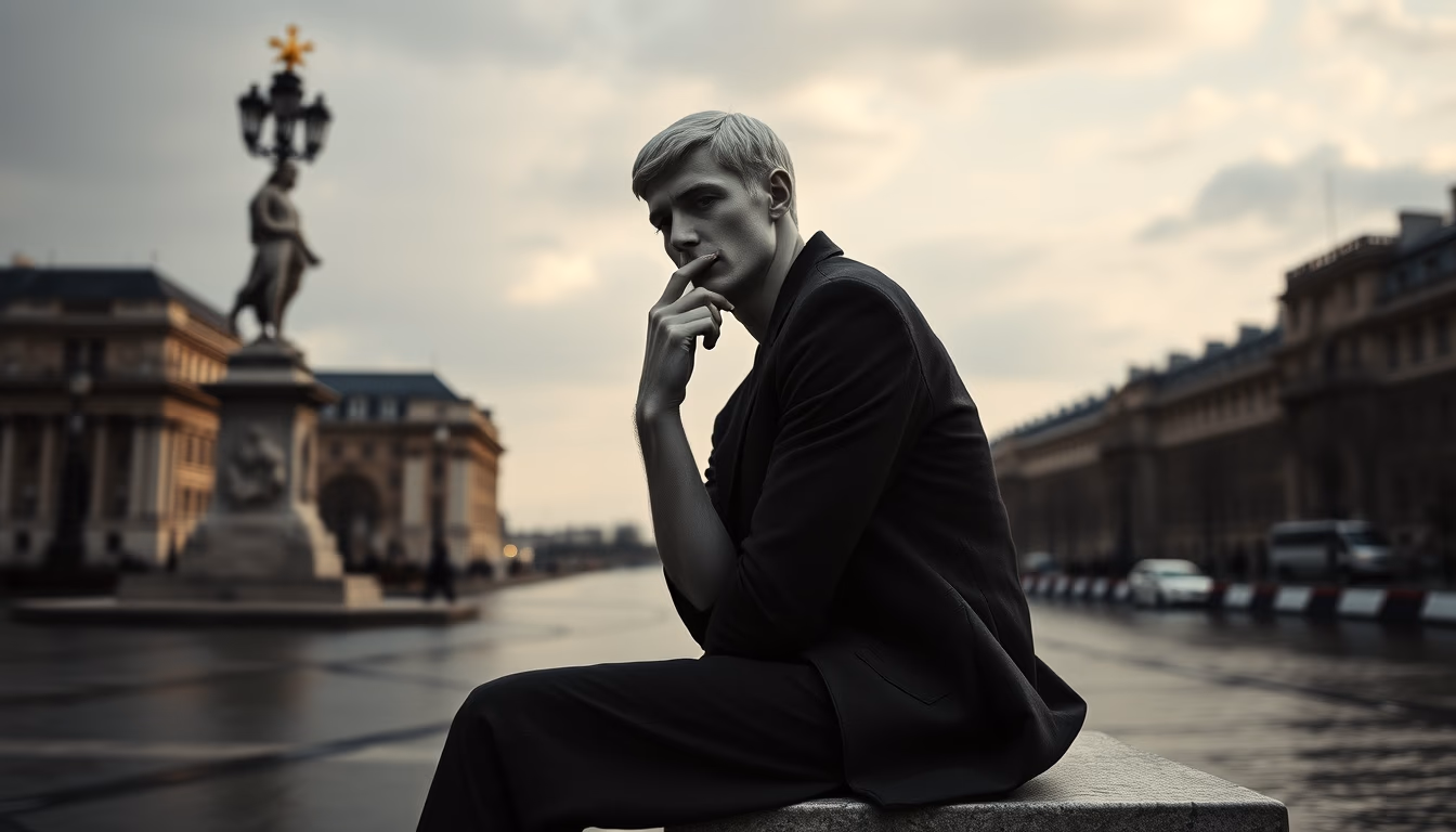 thinker rodin paris in editorial style