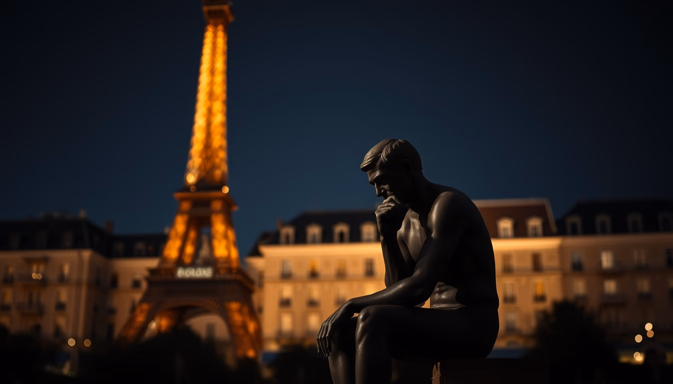 thinker rodin paris in editorial style