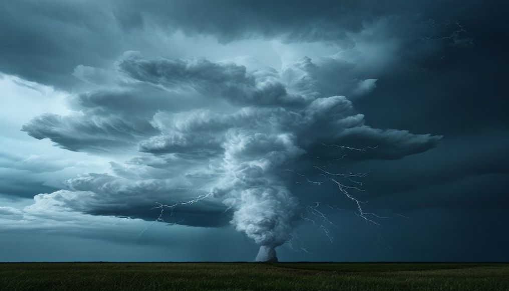 thunderstorm cloud anvil in editorial style