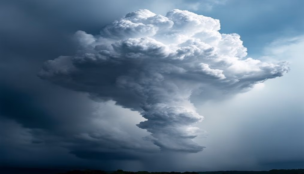 thunderstorm cloud anvil in editorial style