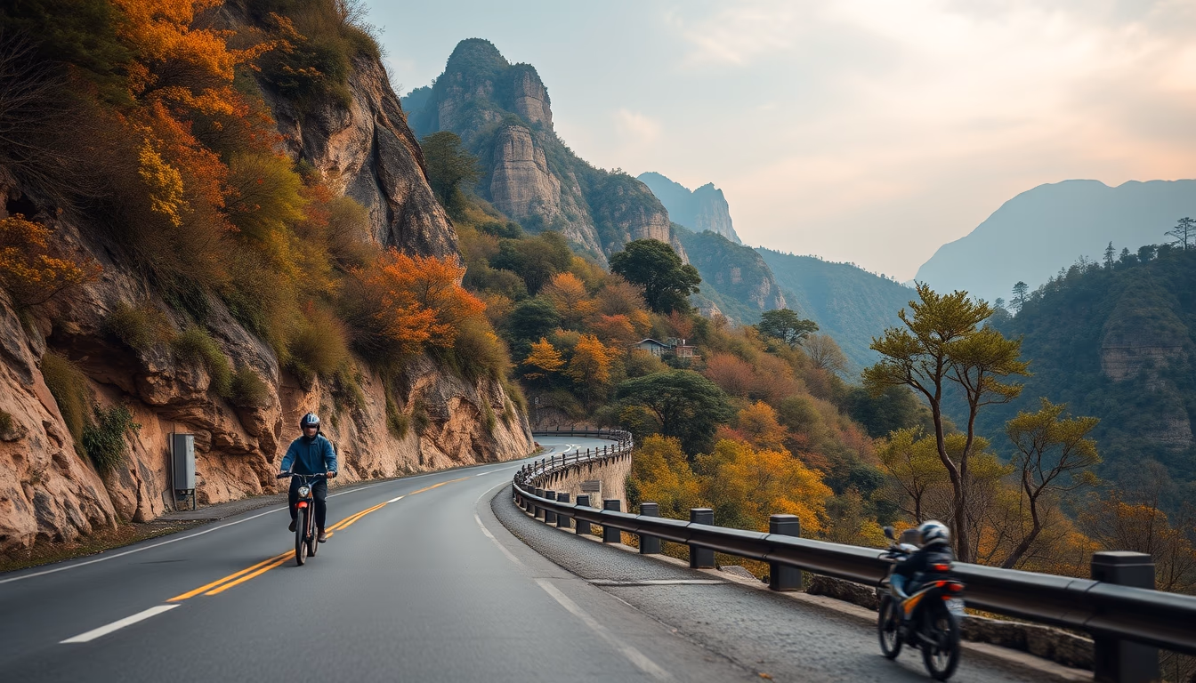 tianmen mountain road in editorial style