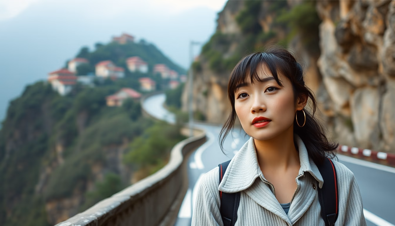 tianmen mountain road in editorial style