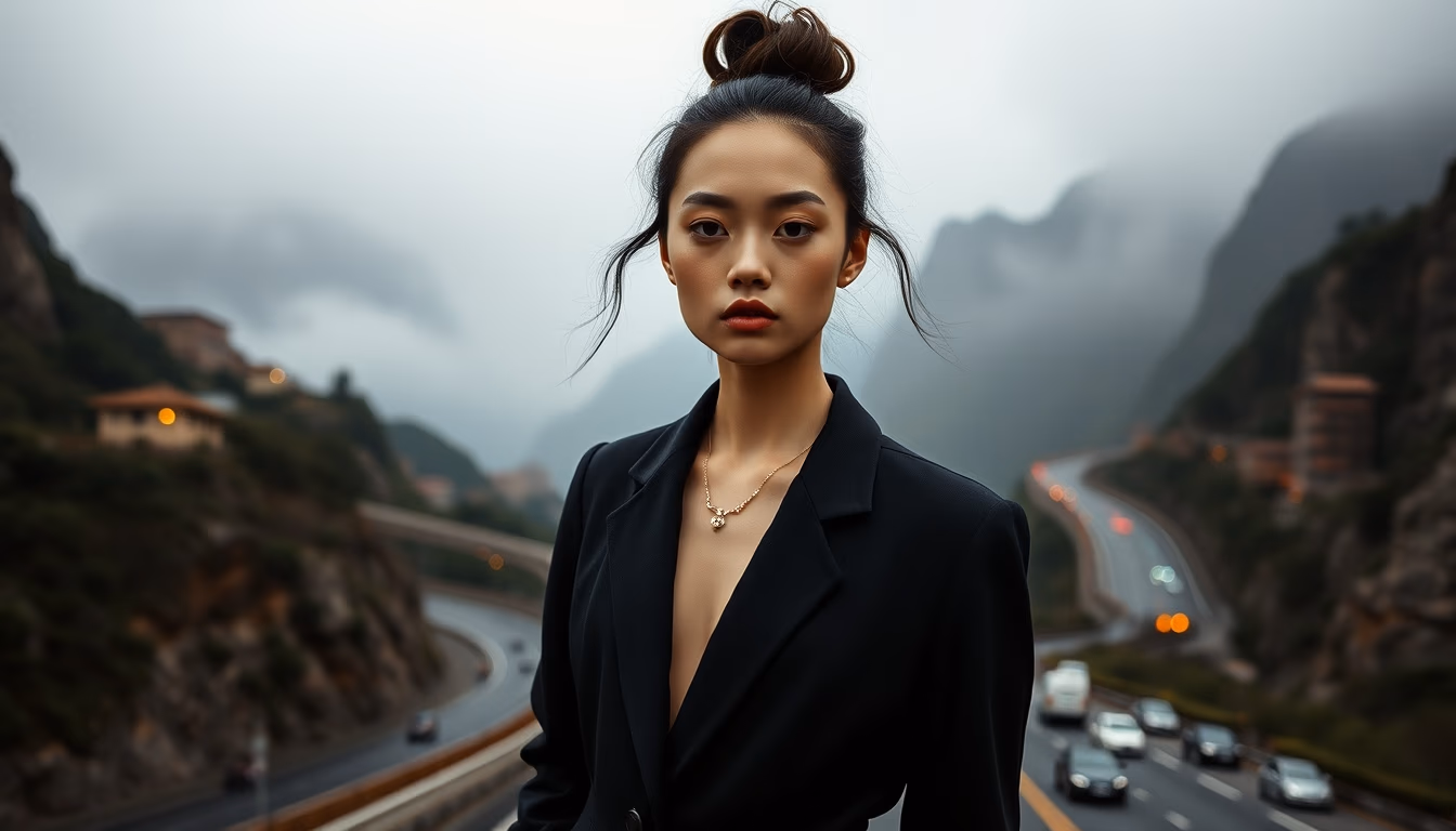 tianmen mountain road in editorial style