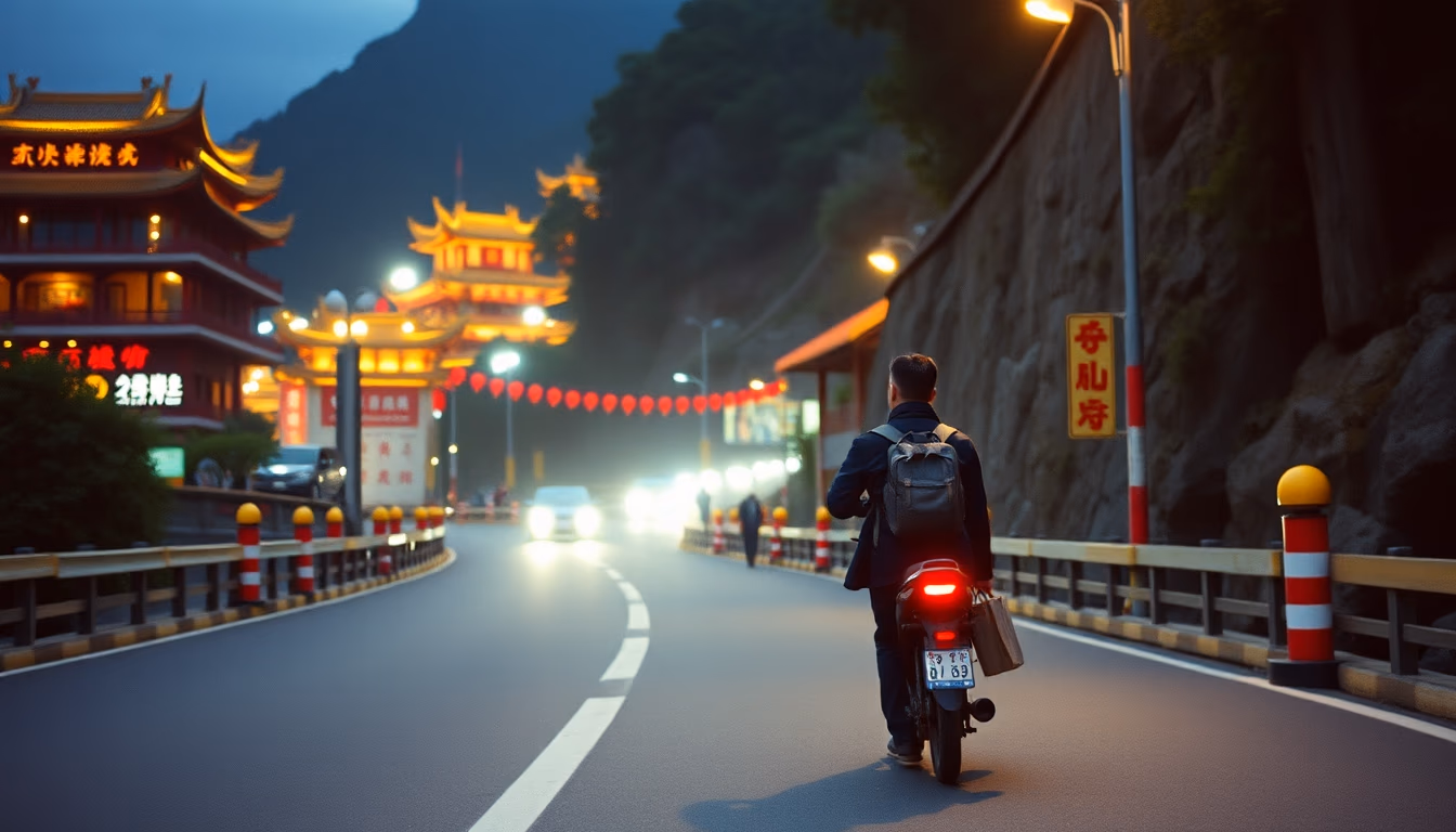 tianmen mountain road in editorial style