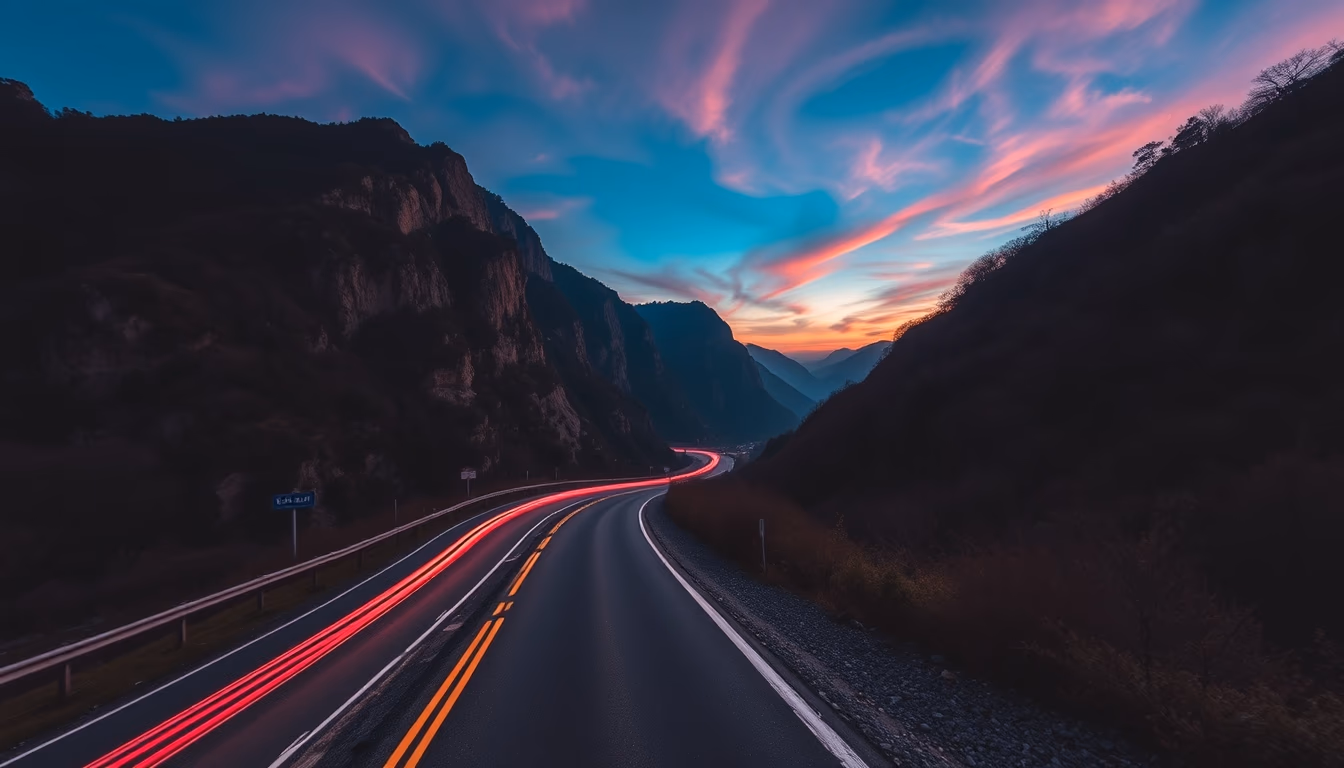 tianmen mountain road in editorial style