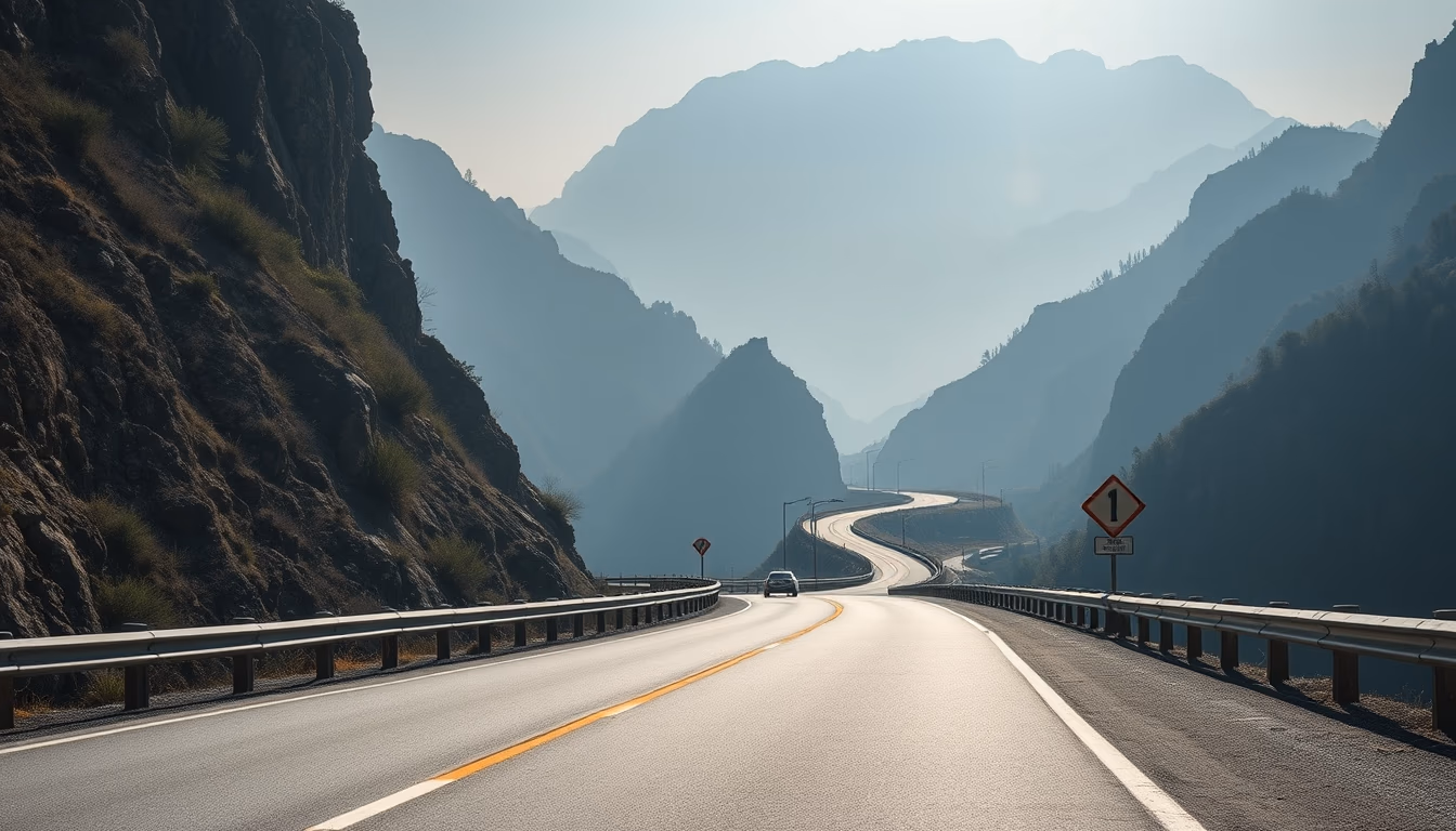 tianmen mountain road in editorial style