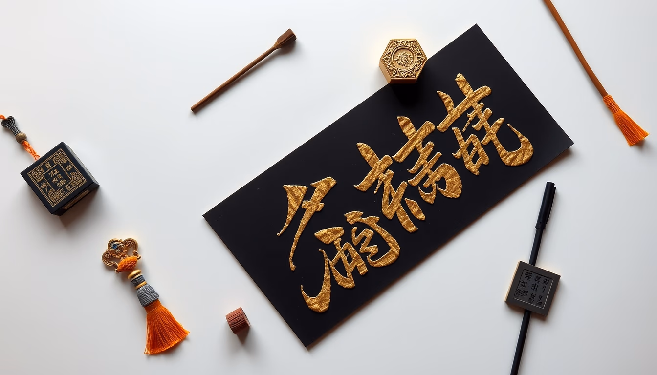 tibetan calligraphy gold in editorial style