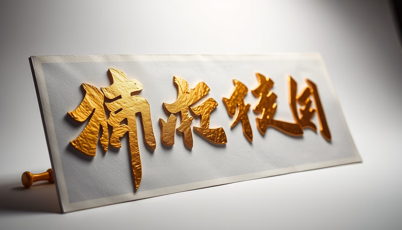tibetan calligraphy gold in editorial style