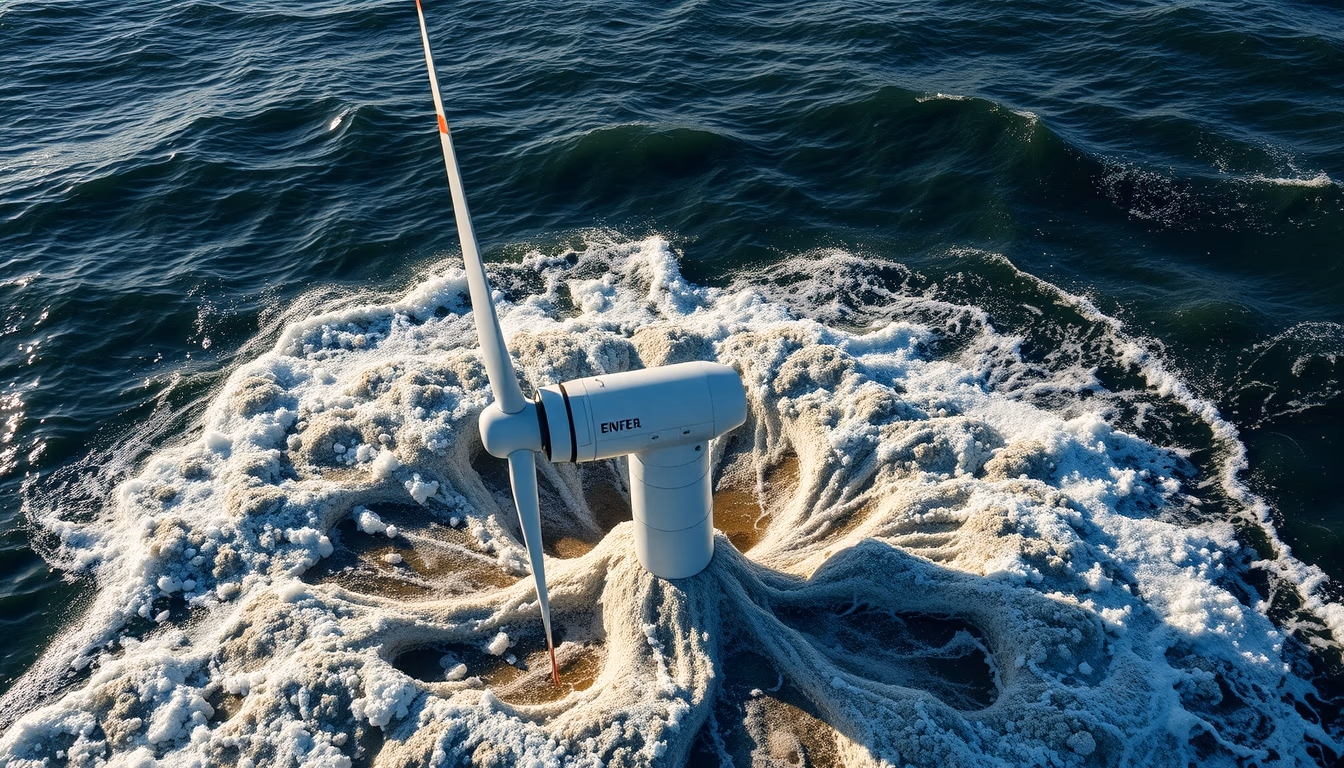 tidal energy turbine in editorial style