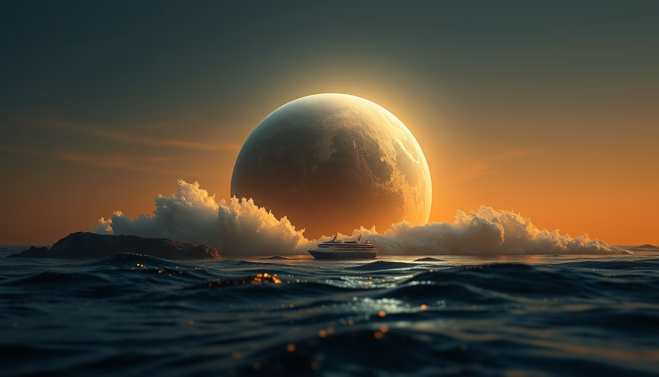 tidal locked planet in editorial style