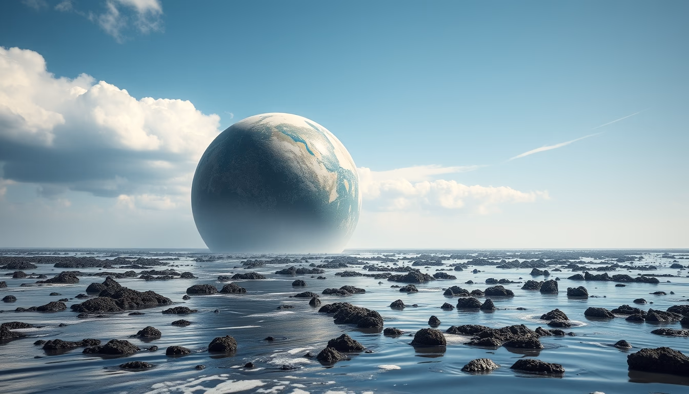 tidal locked planet in editorial style