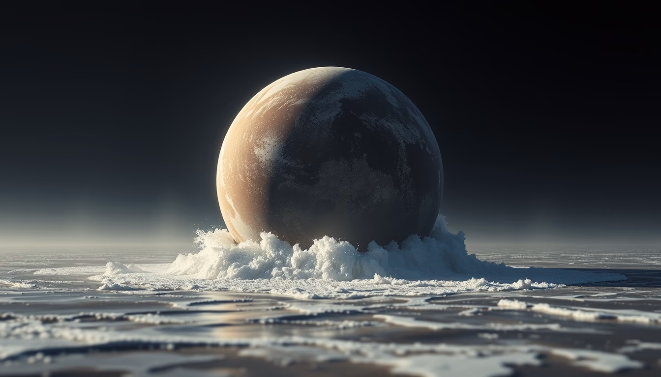tidal locked planet in editorial style