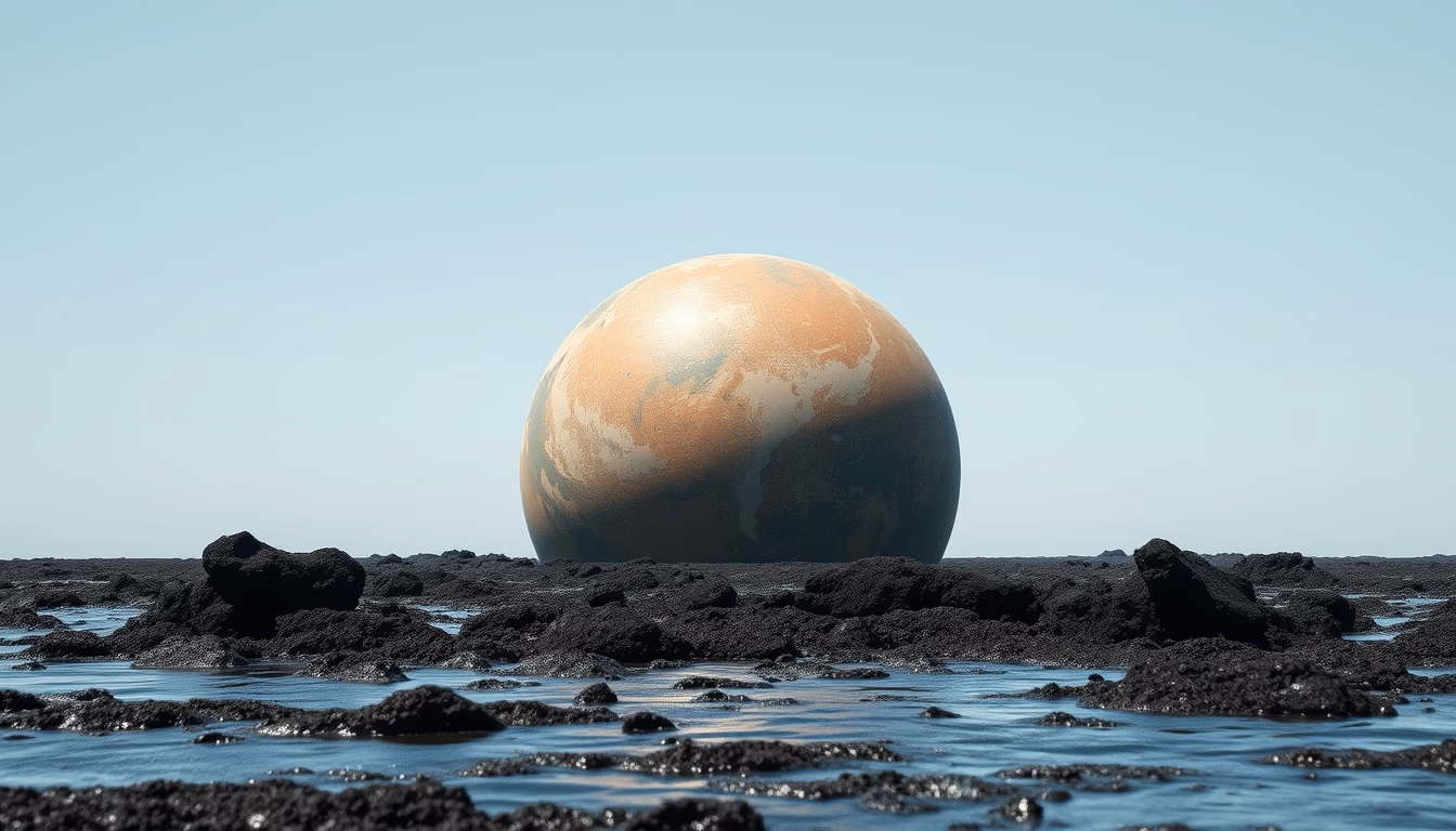 tidal locked planet in editorial style