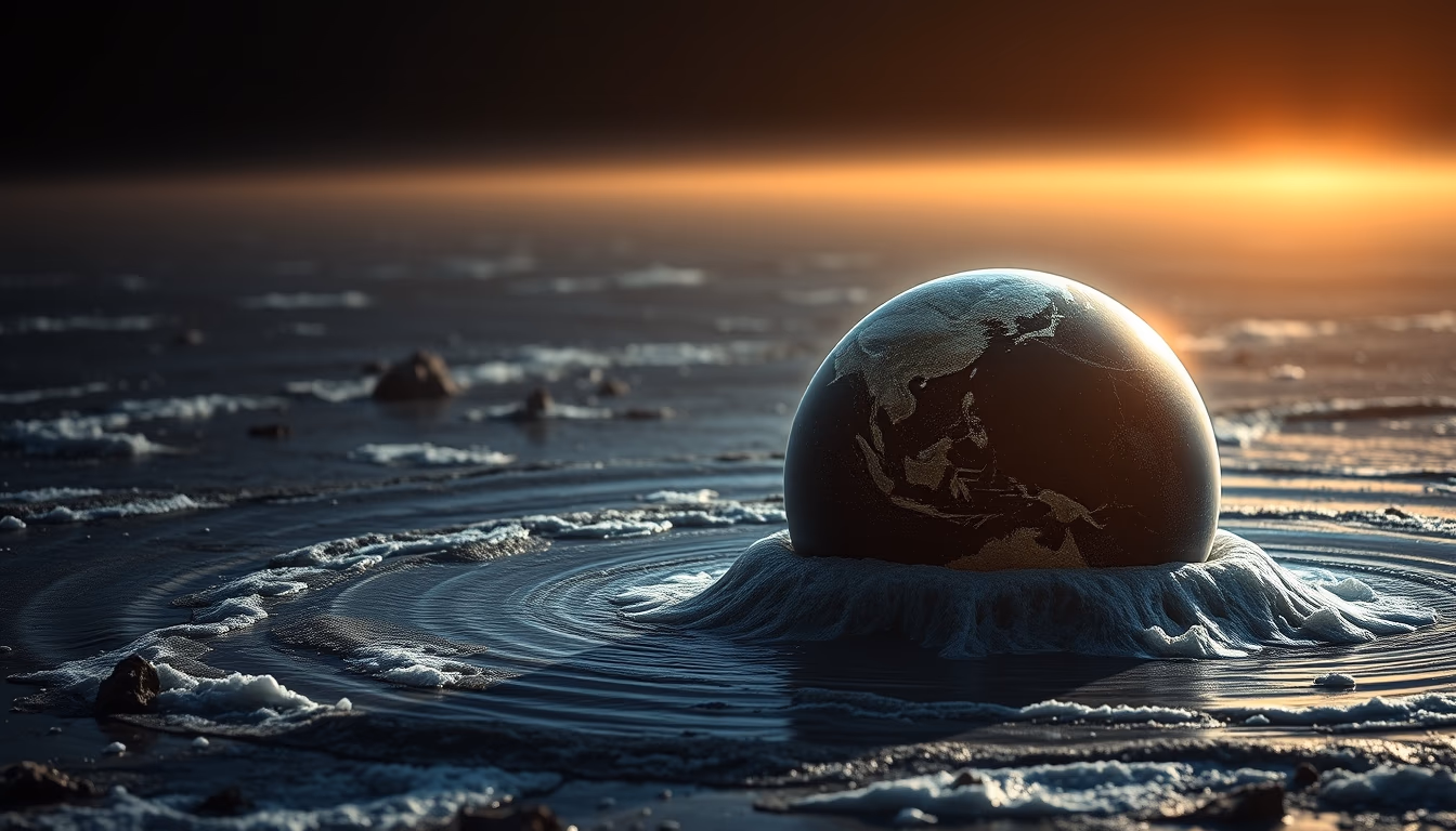 tidal locked planet in editorial style