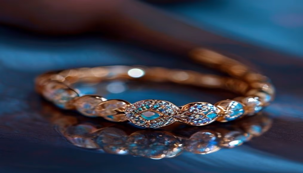 tiffany t bracelet hinged in luxury editorial photography