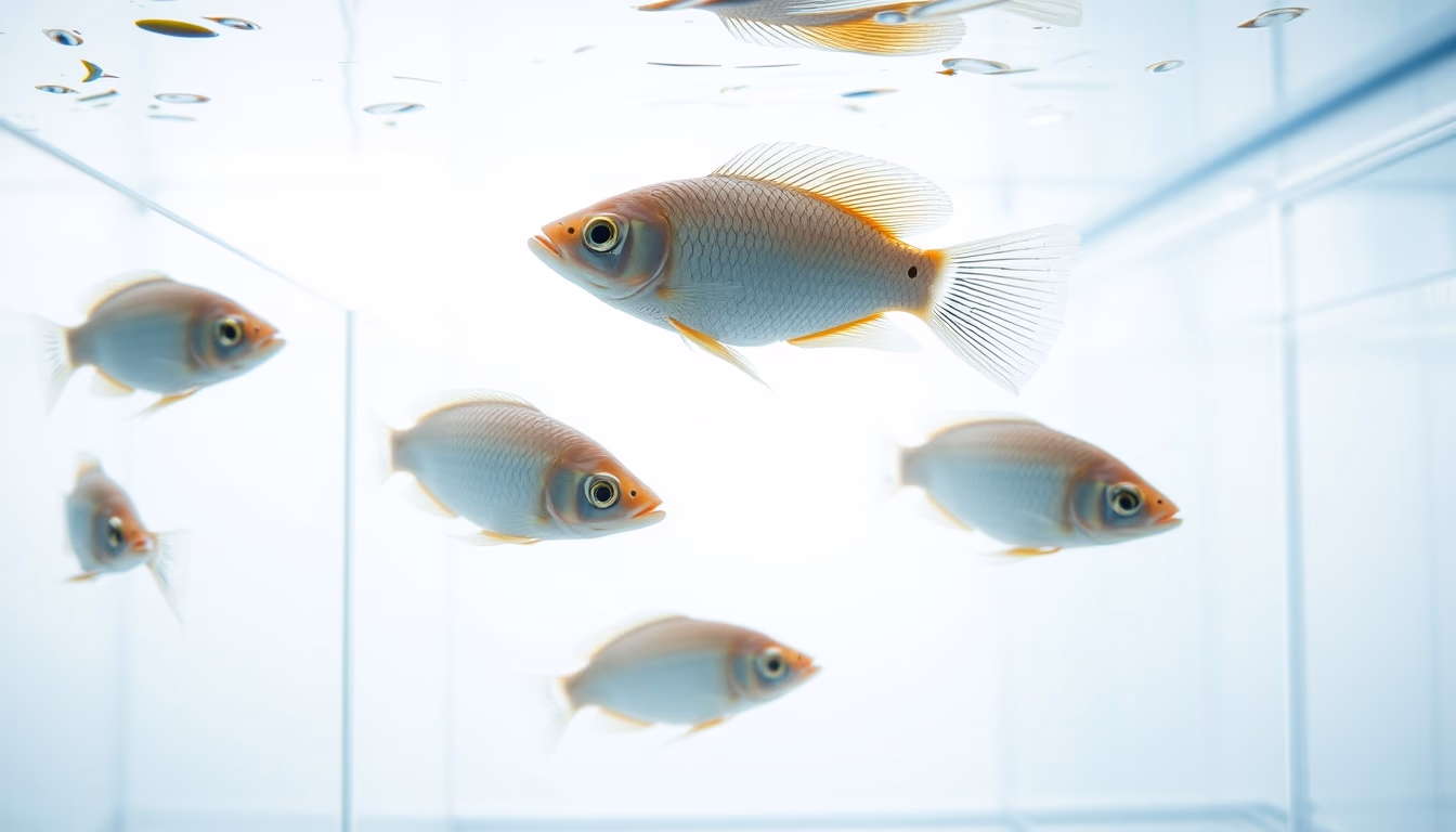 tilapia tanks indoor in editorial style