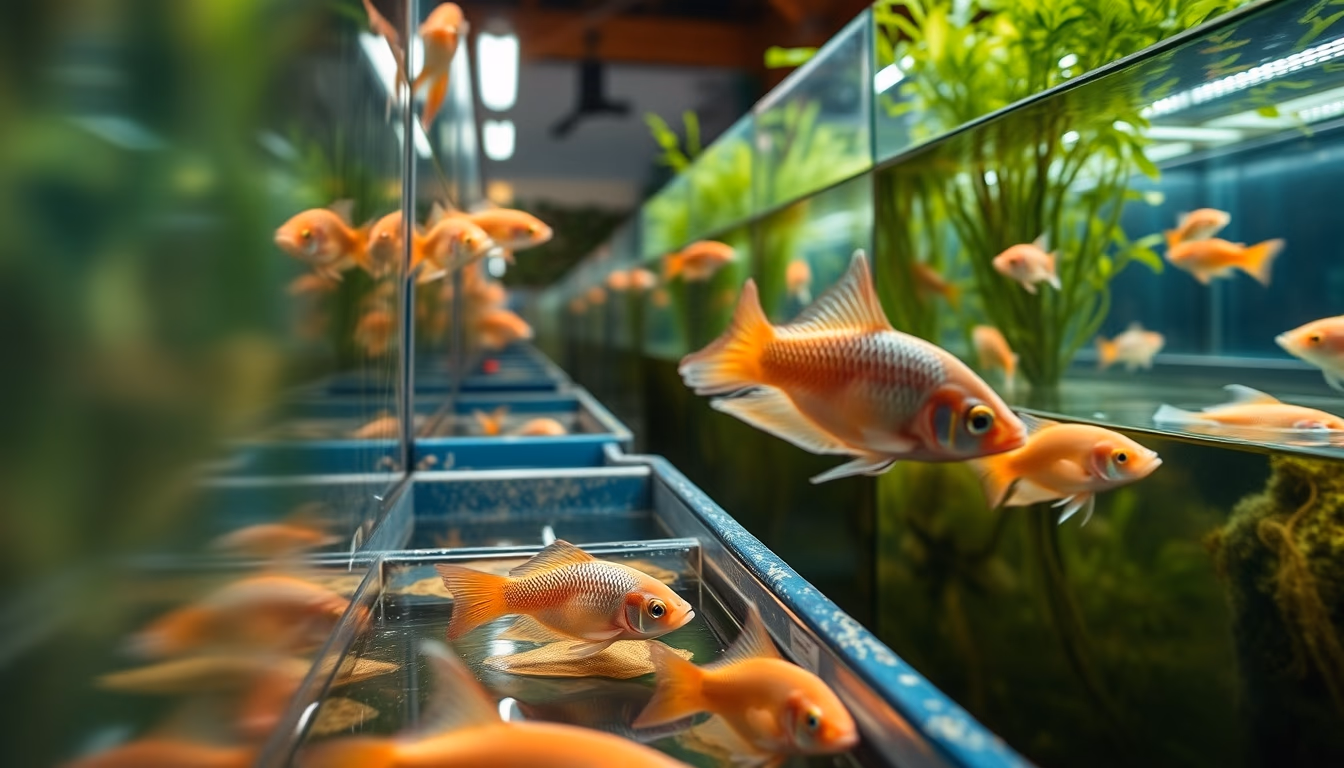 tilapia tanks indoor in editorial style