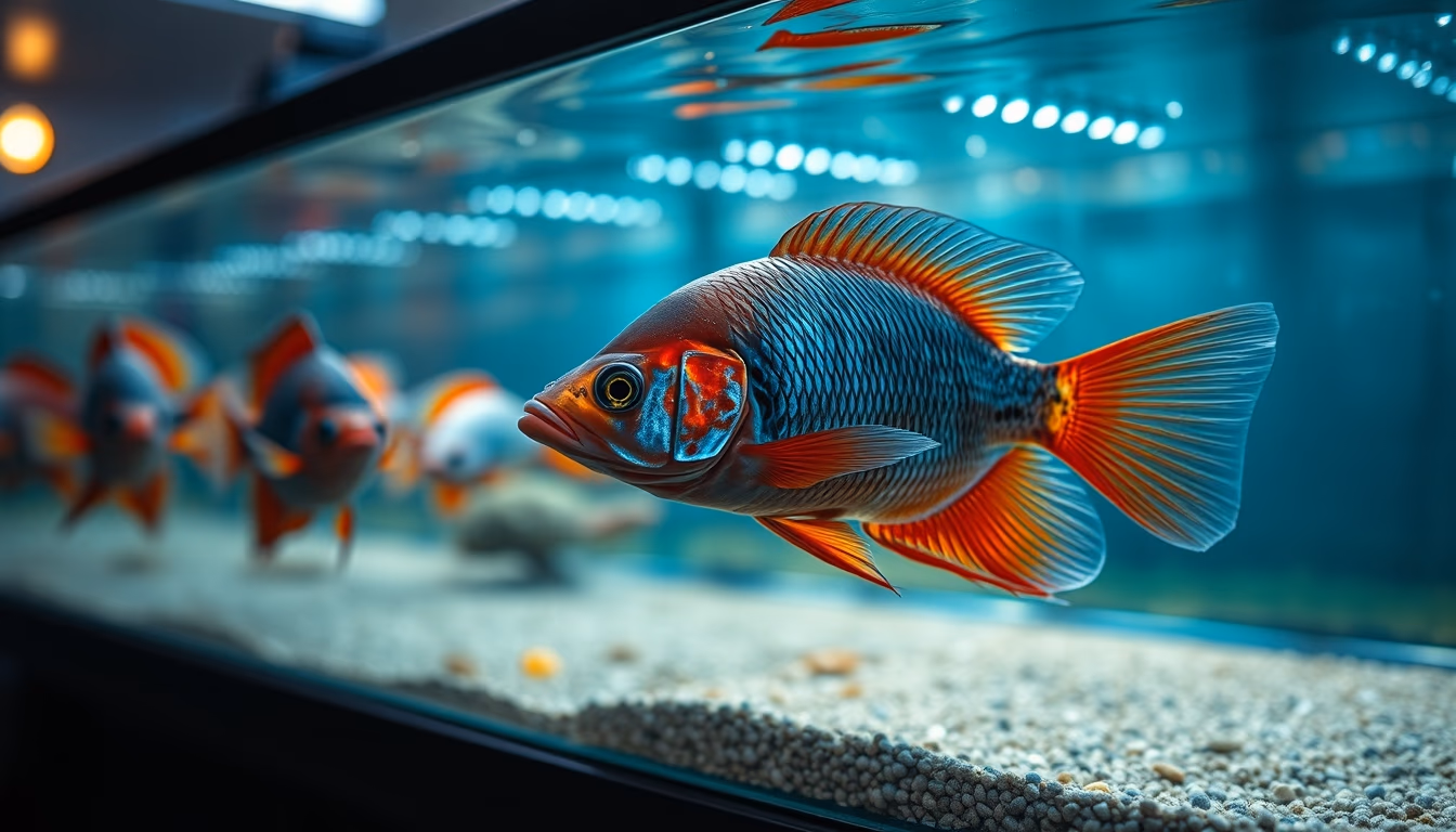 tilapia tanks indoor in editorial style